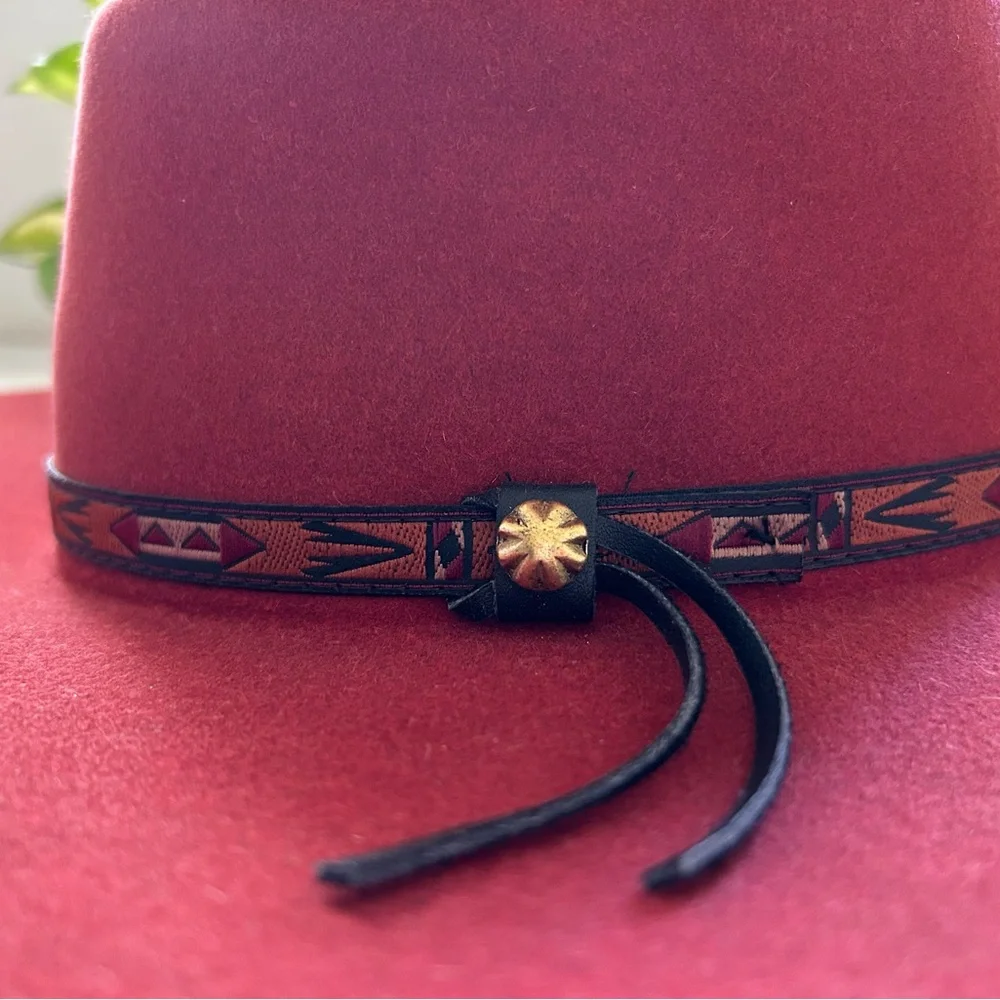 Vintage Beaver Brand Fur Felt Western Hat Rust Red Festival Cowboy Hat 6 7/8 USA - Picture 2 of 7